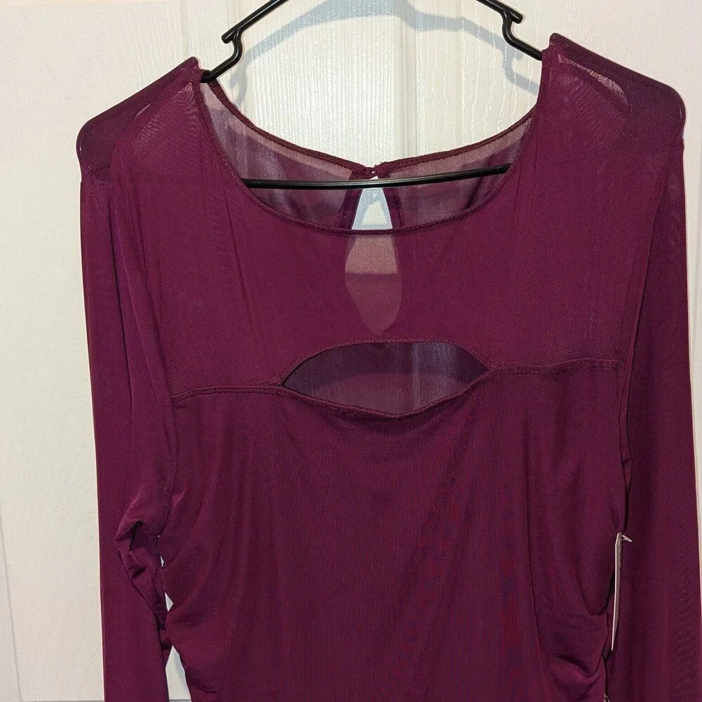 Nine West Y2K 90s Inspo Going Out Size Large NWT Berry Mesh Cut Out Dress‎